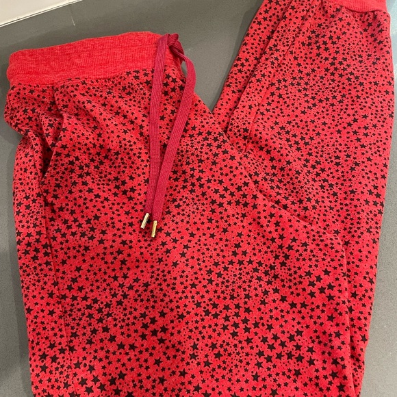 SUNDRY joggers/lounge pants. Size 1 Small red w/black stars - Picture 2 of 5